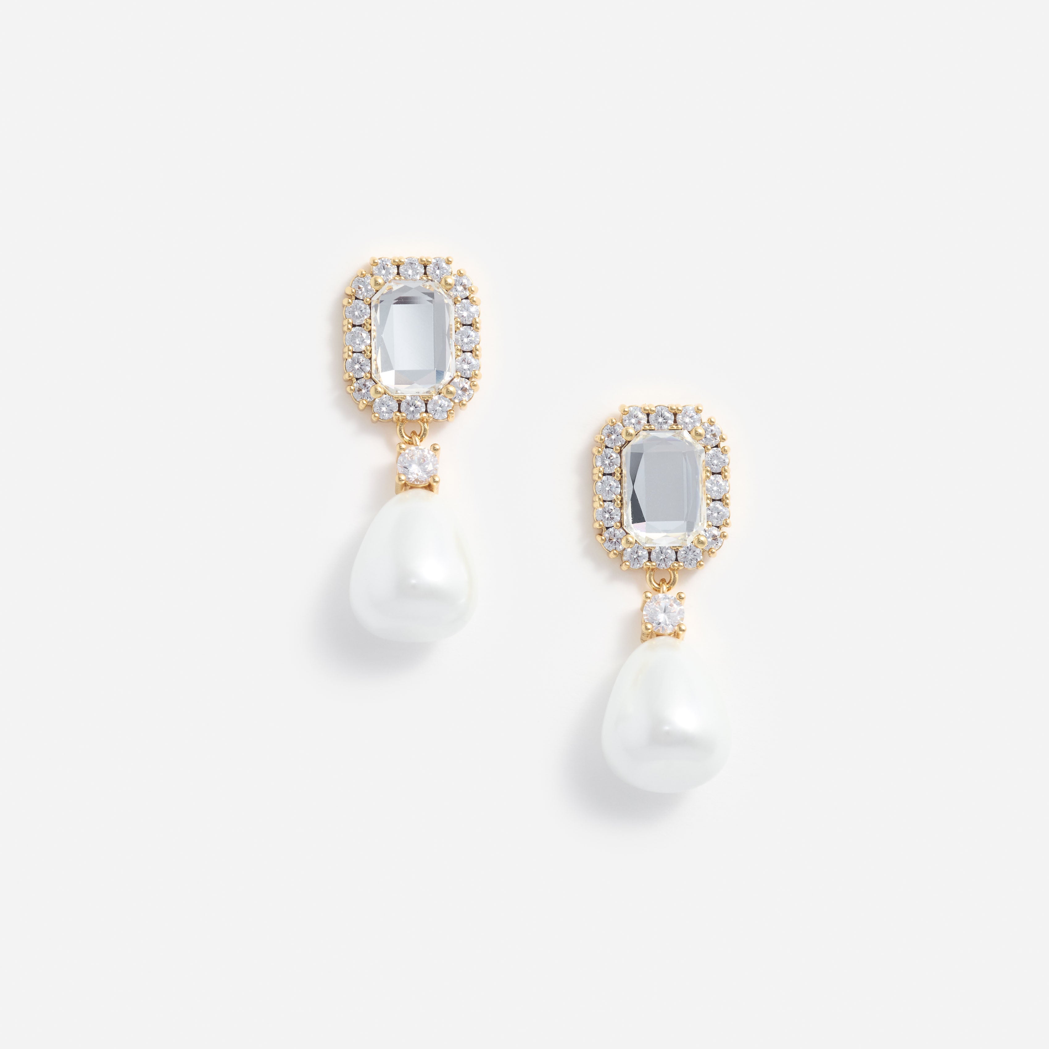 Crystal Embellished Pearl Drop Earrings