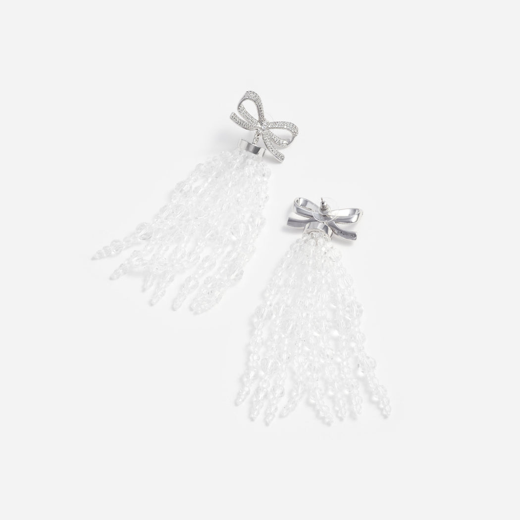 Bow Beaded Waterfall Earrings