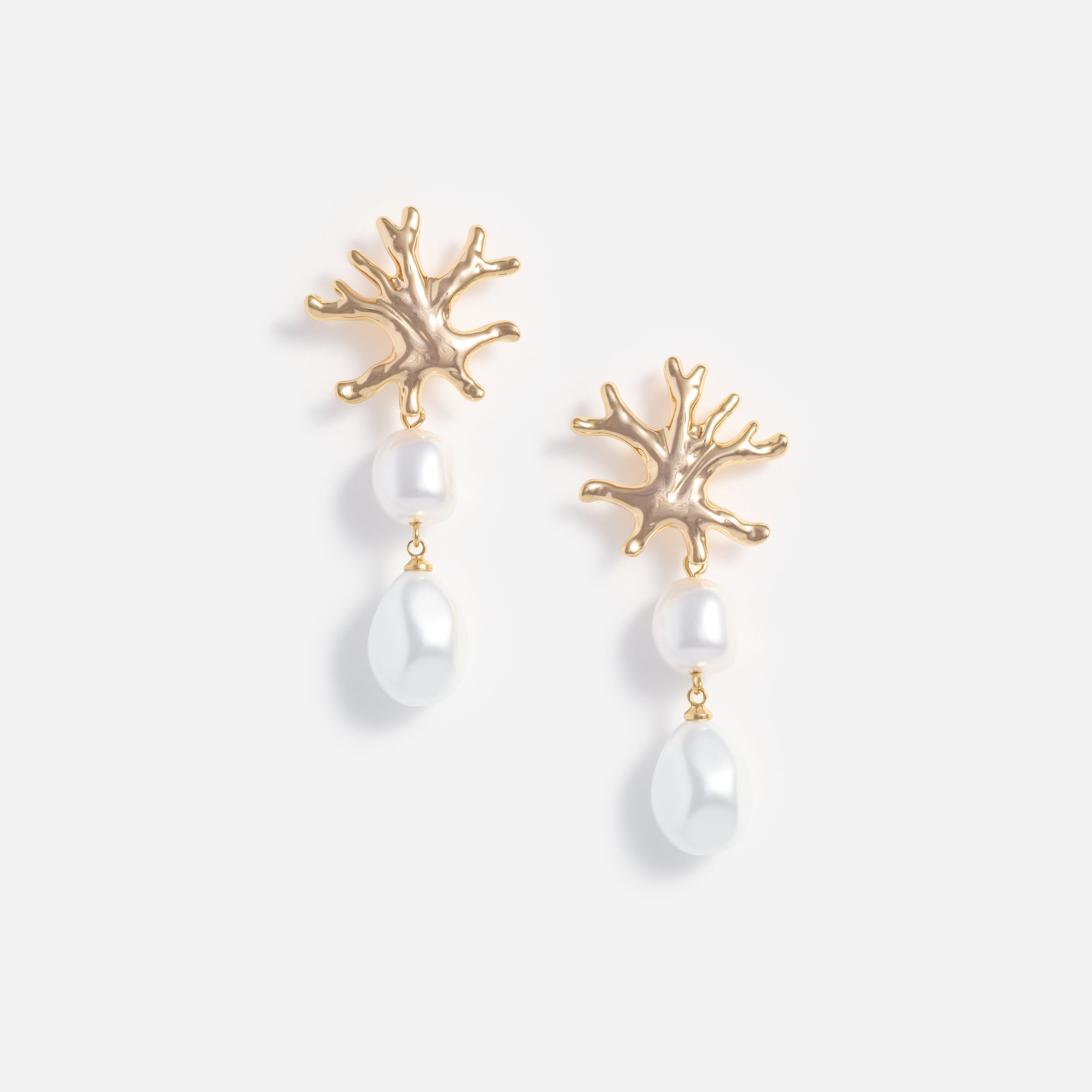 Gold Coral Pearl Earrings