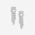 Silver Crystal Cluster Dangle Earrings