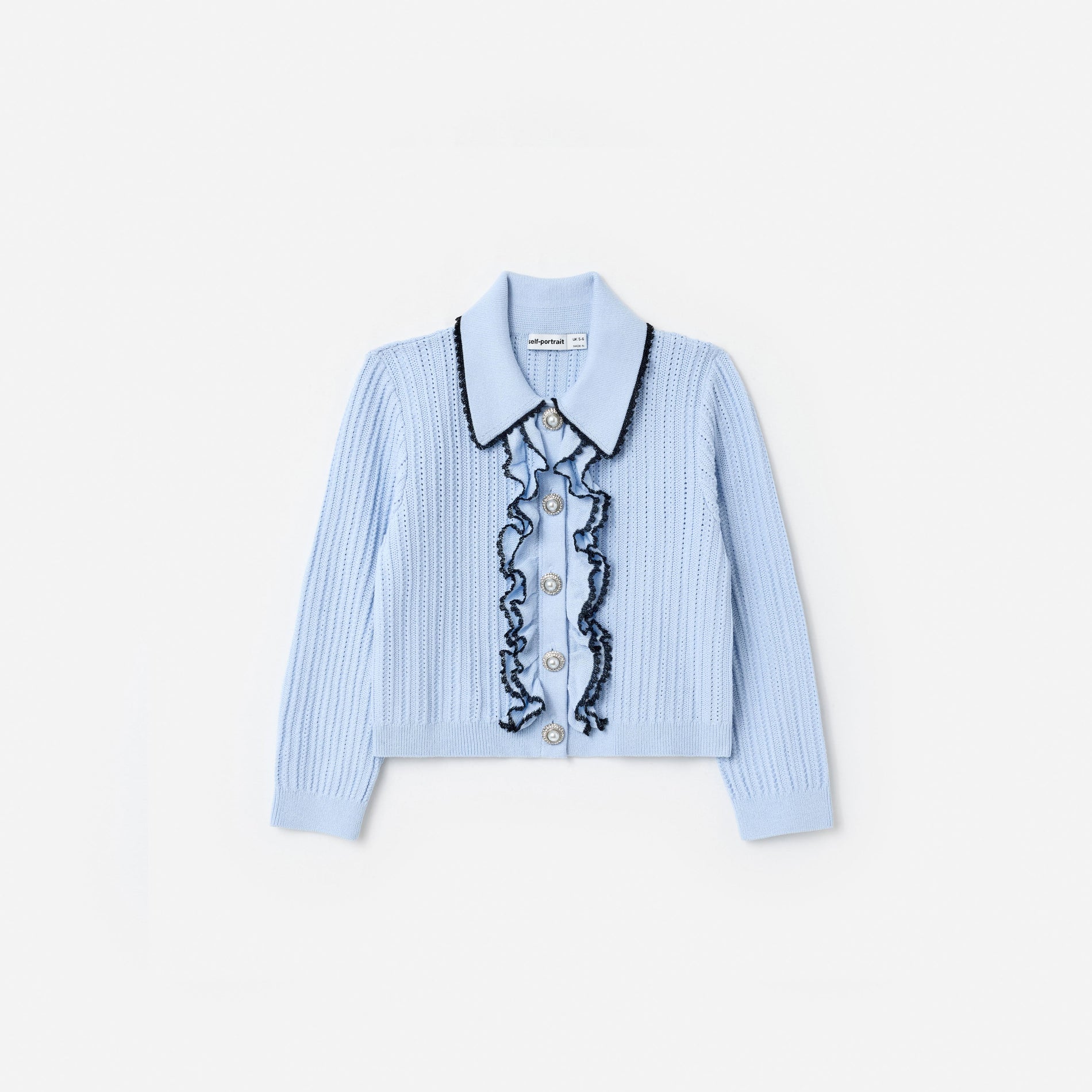 Blue Frill Trim Cardigan