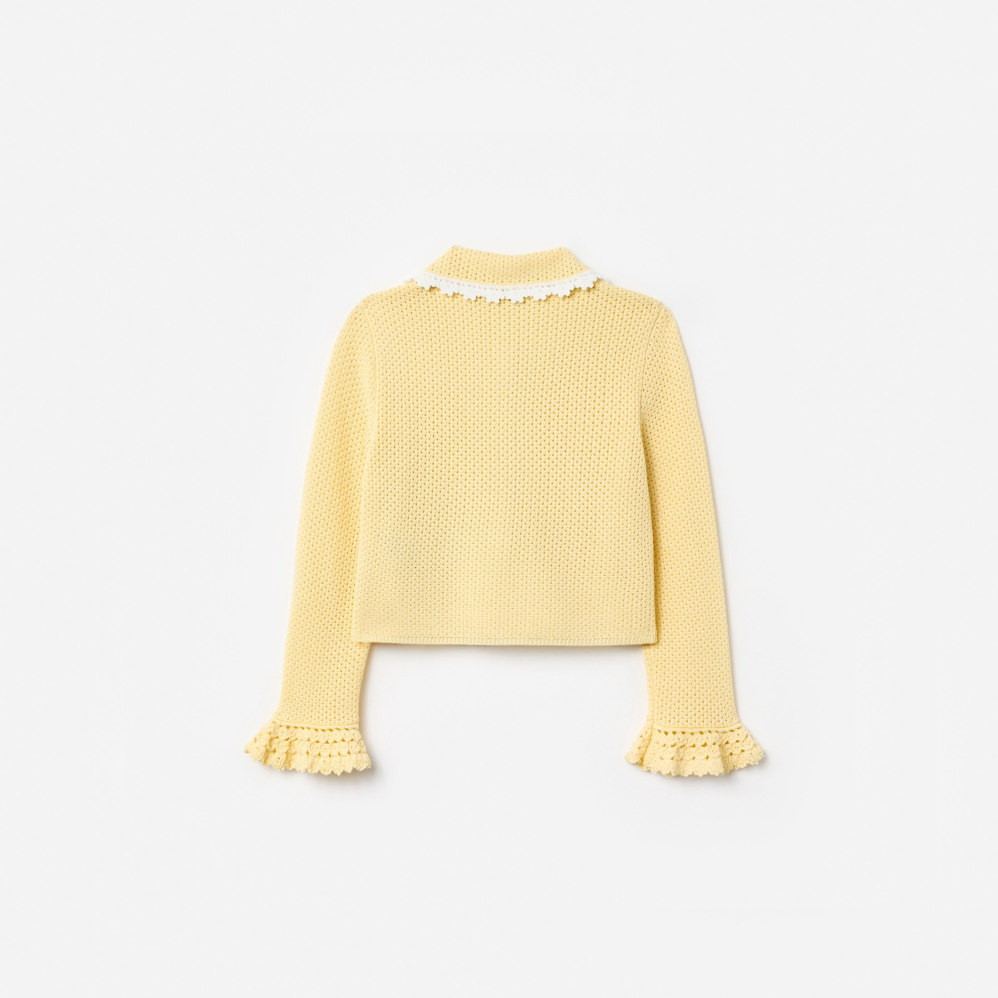 Yellow Pointelle  Frill Cardigan