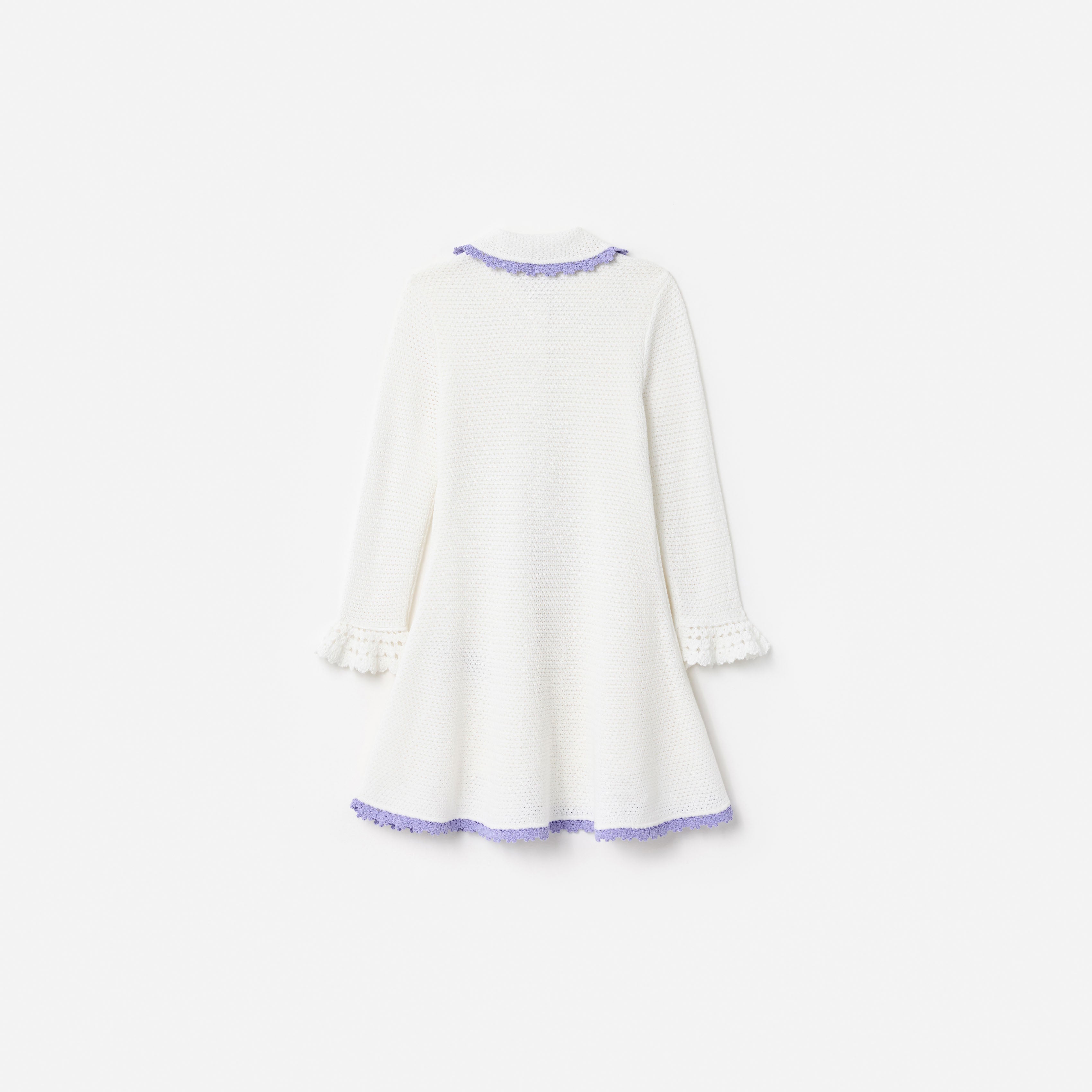 Cream Contrast Trim Pointelle Knit Dress