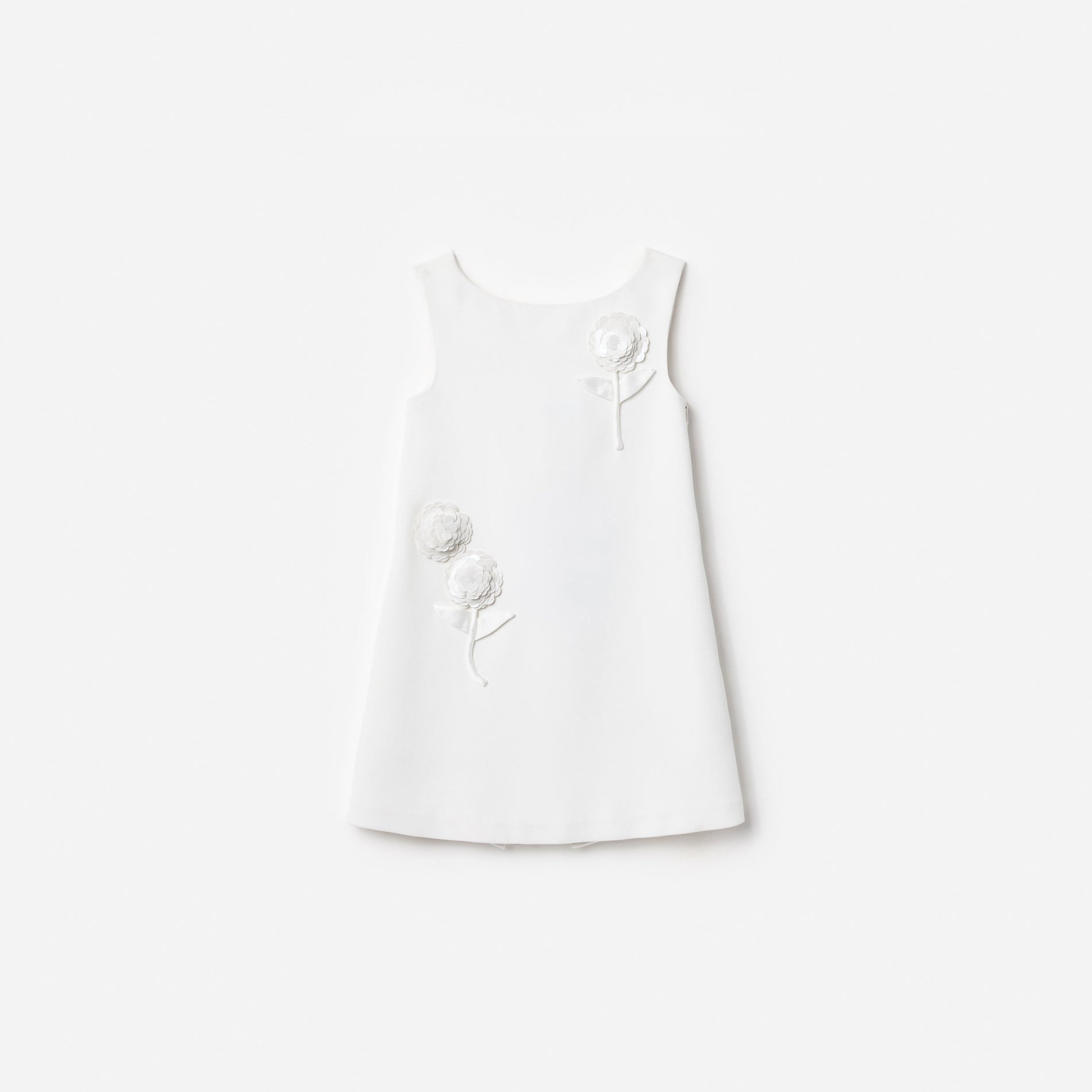 White Crepe Sequin Flower Dress