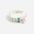 Cream Polka Dot Cherry Motif Headband