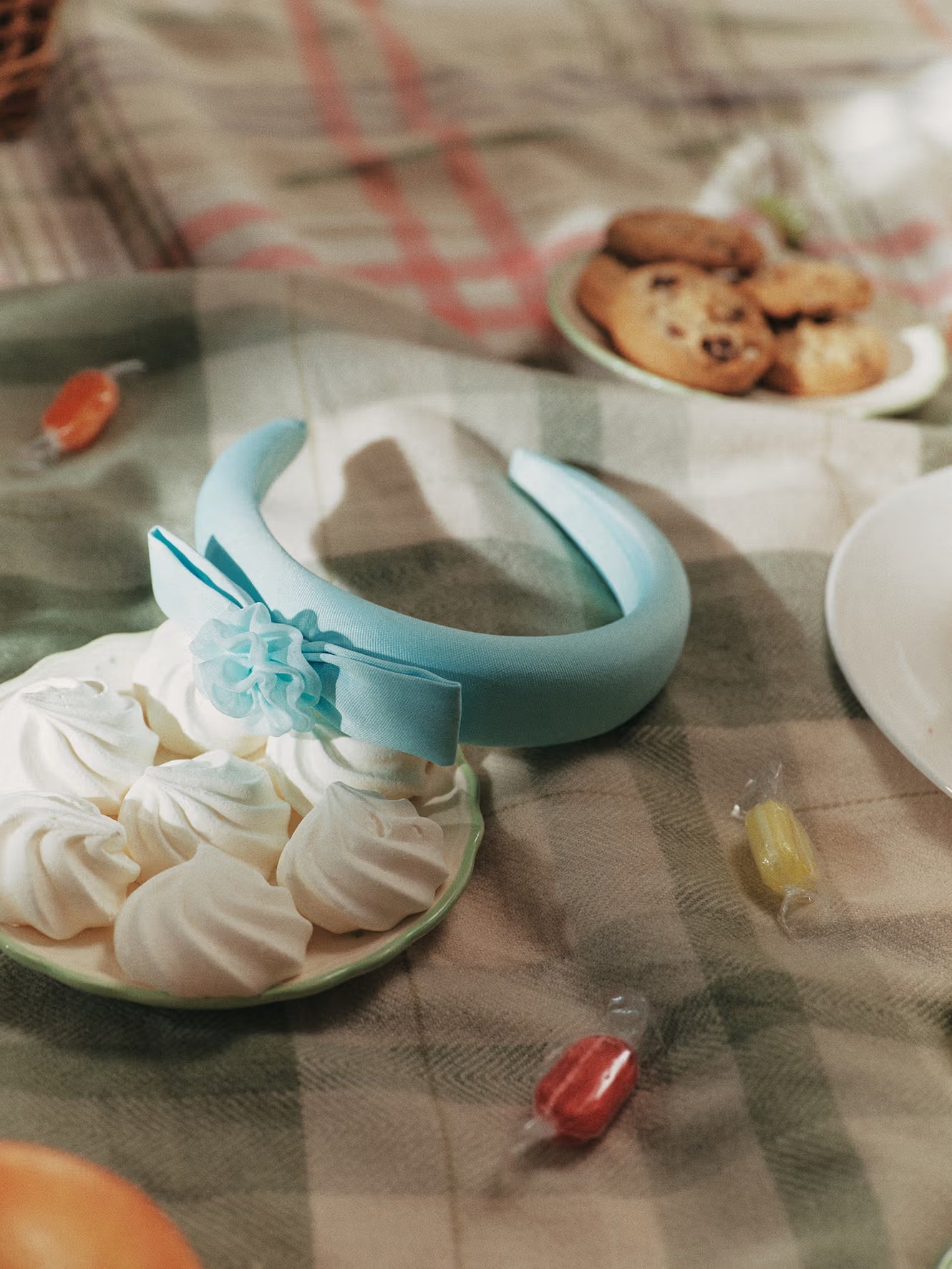 Aqua Flower Bow Headband