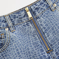 Croc Effect Straight Leg Jeans