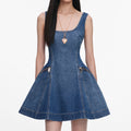 Denim Flared Mini Dress