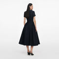 Navy Metallic Boucle Midi Dress