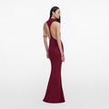 Burgundy Racer Back Viscose Knit Maxi Dress