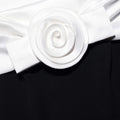 Black Crepe Flower Midi Dress