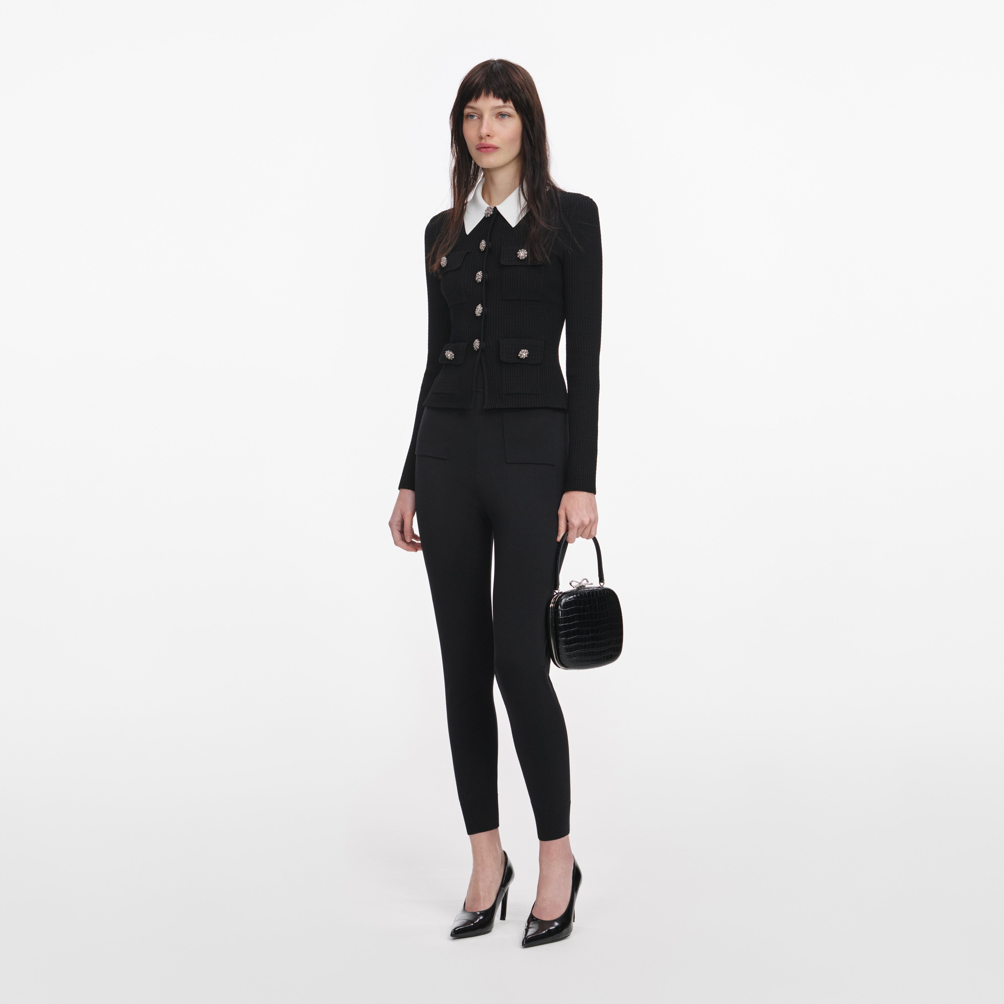 Black Tailored Knit Top