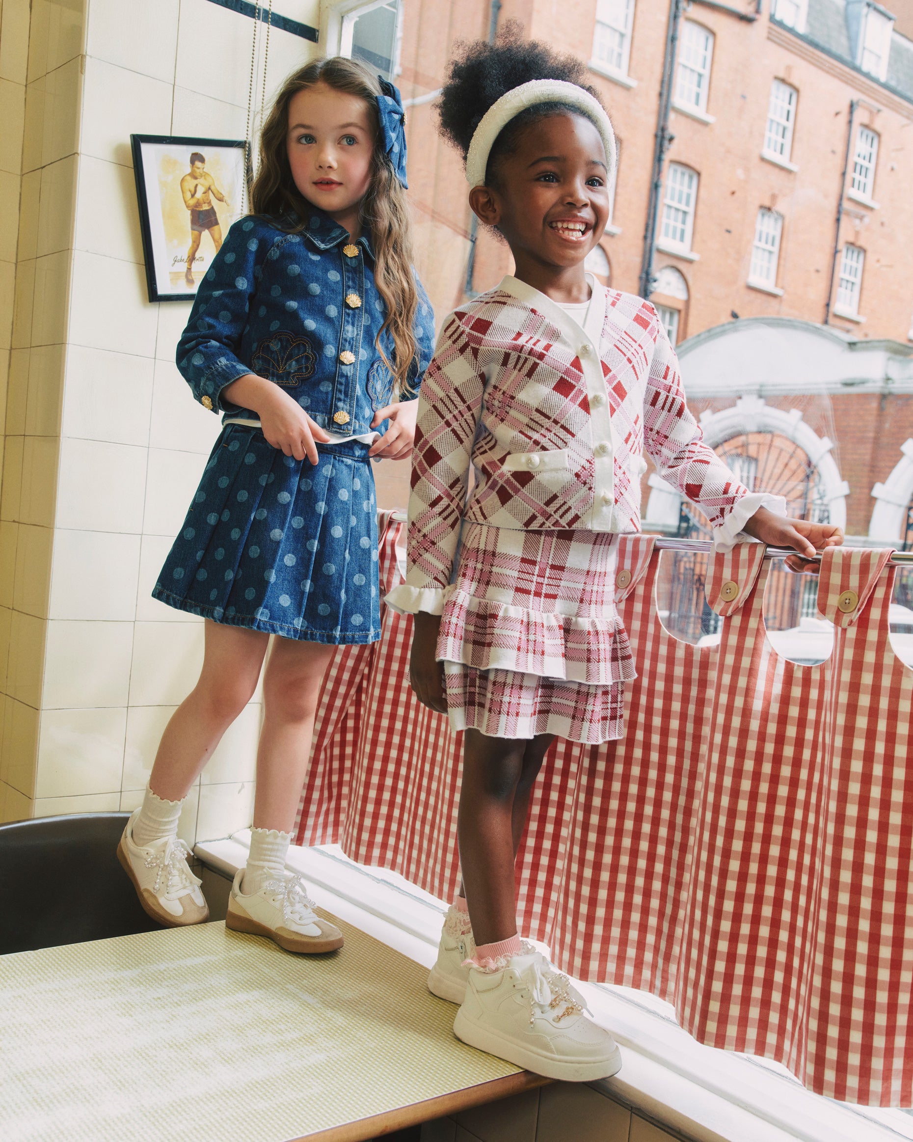 Burgundy Check Cardigan