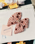 Burgundy Polka Dot Boucle Hair Bow