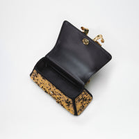 Gold Sequin Bow Mini Shoulder Bag